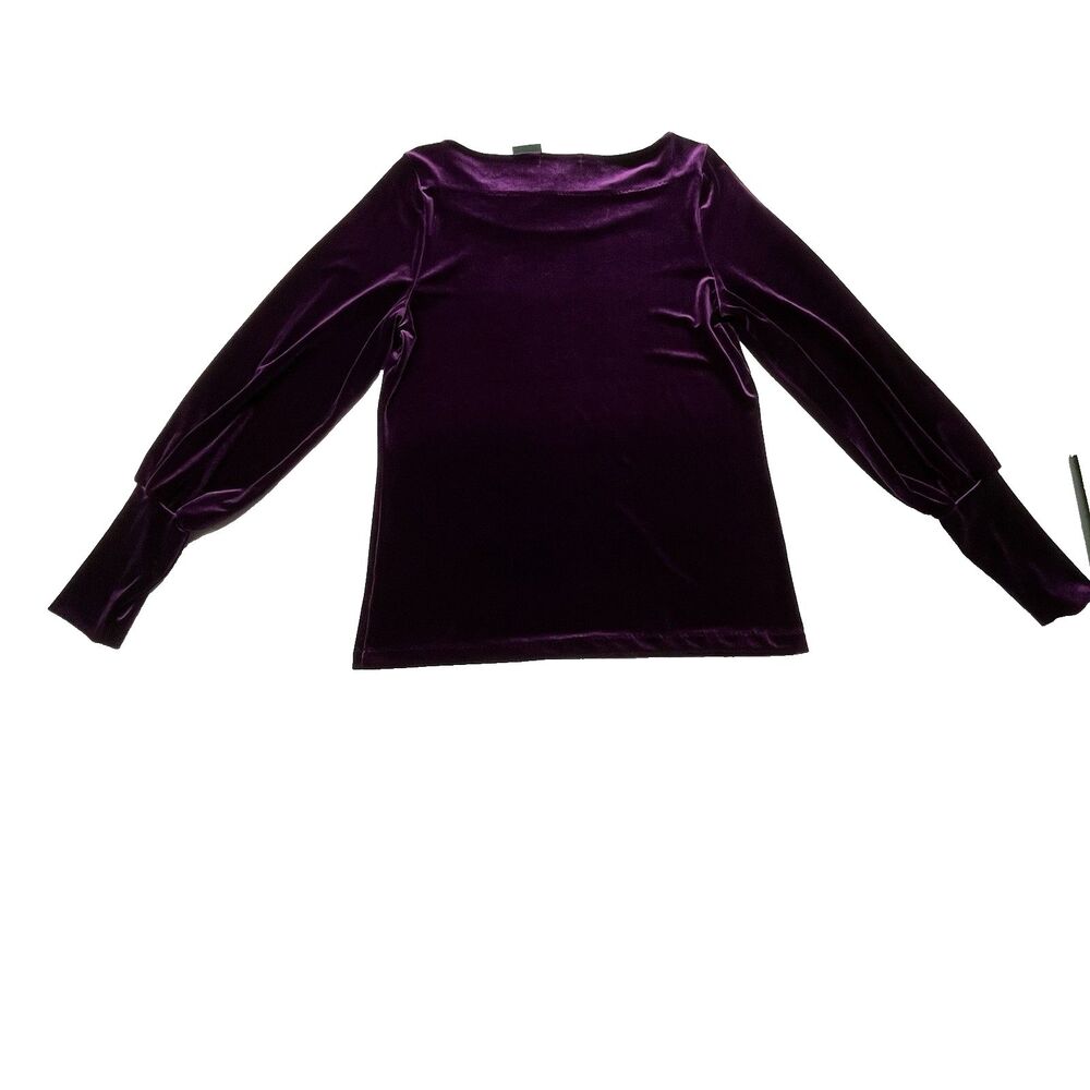 NWT Lauren Ralph Lauren Purple Velvet Long Sleeve Top Women's Size Large - Picture 2 of 13